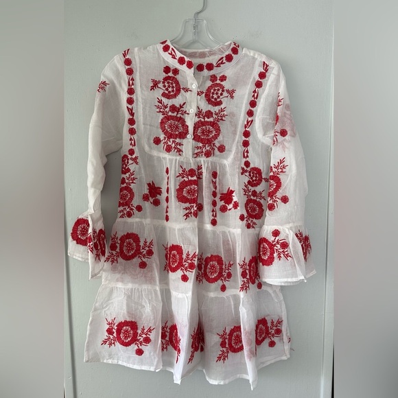 PQ Swim Embroidered Black White Sheer Cover Up Mini Dress XS/S NWT - Picture 5 of 7